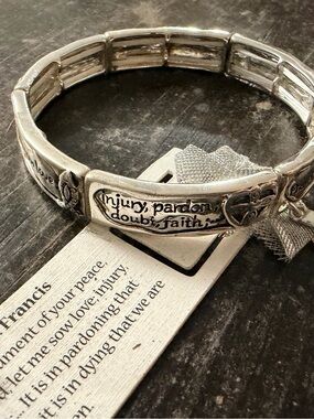 Silver Prayer of Saint Francis Lord make me an instrument Religious Bracelet
